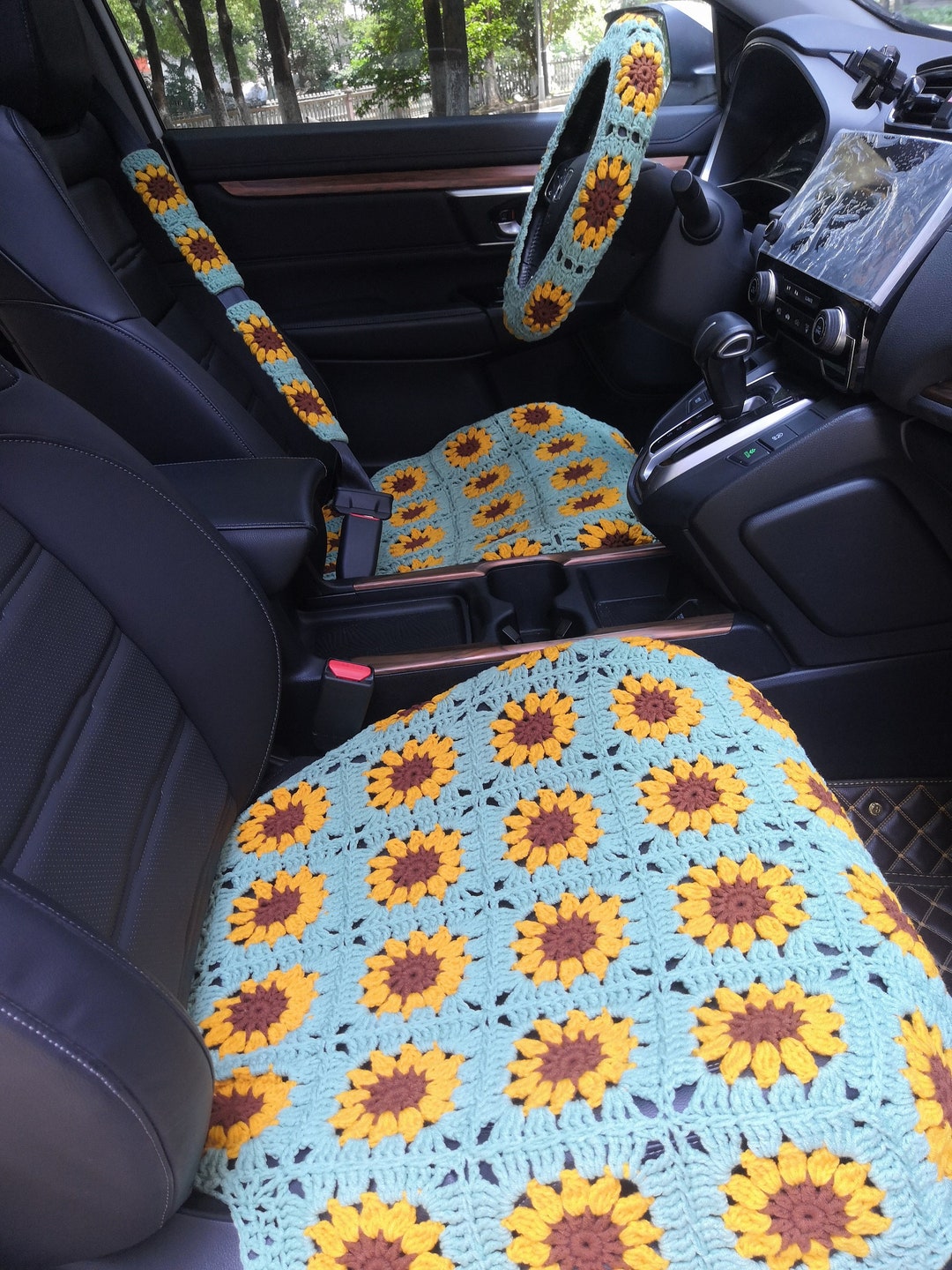 Car Seat Covers,crochet Sunflower Seat Covers,car Front Seat Headrest