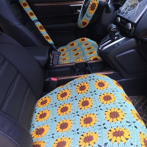 Fundas para asientos de coche, fundas de girasol de ganchillo, funda para reposacabezas de asiento delantero de coche, accesorios para coche, funda para asiento de coche verde salvia, juego de fundas decorativas para coche