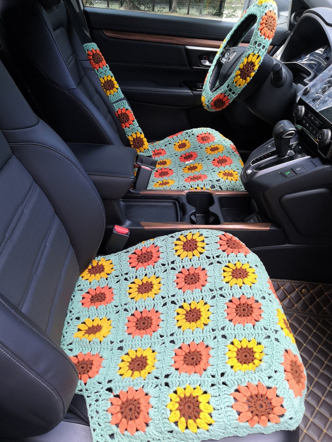Car Seat Covers,crochet Sunflower Seat Cover,car Front Seat Covers Set