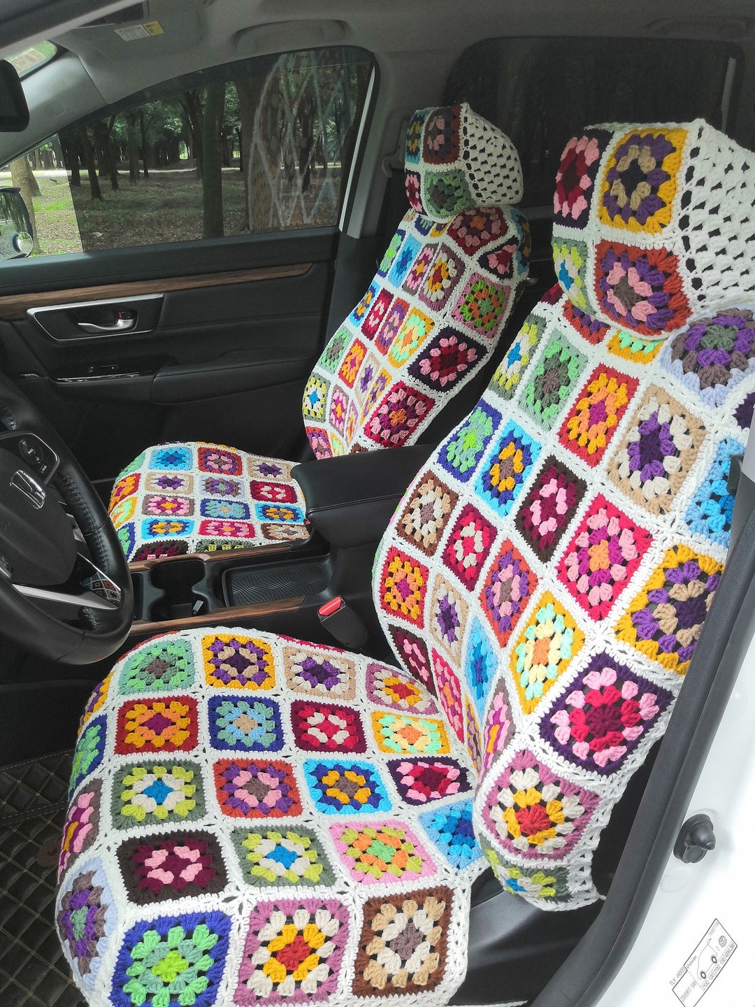 Car Seat Cover,crochet Granny Square Seat Cover,front Seat Cover