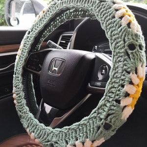 Steering Wheel Cover,Sunflower Steering Wheel Cover,Crochet Steering Wheel Cover,Steering Wheel Cover For Women,Cute Steering Wheel Cover image 7