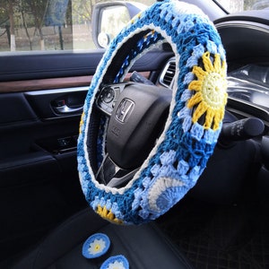 Sun and Moon Car Steering Wheel Cover,Car Accessories,sunflower steering wheel cover,Cute Steering Wheel Cover,Men and Women car accessories