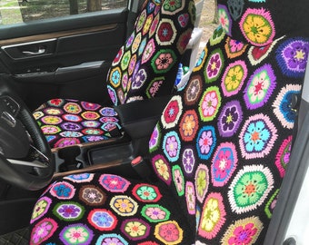 Coprisedili all'uncinetto, Coprisedili per auto fatti a mano all'uncinetto Galsang Flower, Coprisedili per sedili anteriori per auto Set Accessori per auto Regali, Coperture per decorazioni per auto