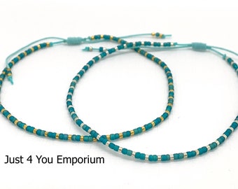Seed bead anklet for women, dainty beaded cord ankle bracelet for her, birthday gift, friendship gift, summer jewellery