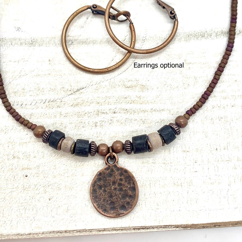 Cooper Bead and Chain Layered Necklace main image 0