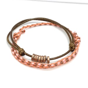 Boho Braided Cord Bracelet Set: Copper Accents, Friendship Jewelry