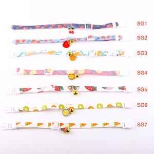 Cat Collar - "Fruit Fantasy" - Cat Breakaway Collar / Cherry / Orange / Peach / Strawberry / Kiwi / Watermelon / Cat Collar With Bell