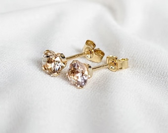 Morganit Ohrstecker | Echte Morganit Ohrringe | 14K Gold Fill, 14K Massivgold oder Sterling Silber | Pfirsich rosa Edelsteinschmuck