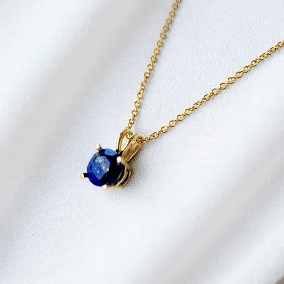 14Kソリッドローズゴールドラピスラズリペンダントネックレス - 14K 