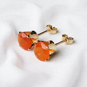 14k SOLID Gold Karneol Ohrstecker - 14k Weißgold Edelstein Schmuck - Gold gefüllte Ohrringe - 925 Sterling Silber echter Karneol