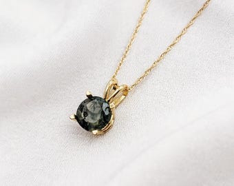 Moss Agate Necklace | Genuine Moss Agate Pendant Necklace | Green Nature Gemstone Jewelry | Minimalist Dainty Gold or Silver Necklace | Gift