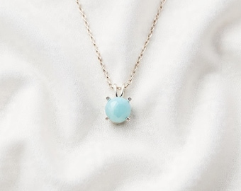 Larimar halsband | Himmelsblått Larimar hänge halsband | Oceanblå ädelstenssmycken | Minimalistiskt elegant guld- eller silverhalsband | Karibien