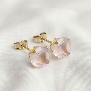 Äkta rosenkvarts örhängen | 14K guldfyllt, 14K massivt guld eller sterlingsilver | Rosa ädelstenssmycken | Minimalistisk | Present till henne |