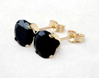 Boucles D'Oreilles Anciennes - ONYX Véritable & PLAQUÉ OR - Design Scandinave Animalier