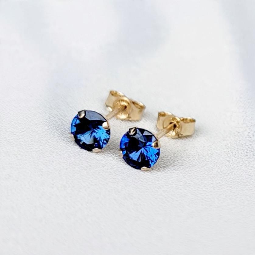 Lab-Grown Sapphire Stud Earrings Blue Sapphire Earrings 14K Gold Filled, 14K Solid Gold or Sterling Silver September Birthstone