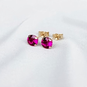 Lab-Grown Ruby Stud Earrings | Ruby Earrings | 14K Gold Filled, 14K Solid Gold or Sterling Silver | July Birthstone | Minimalist Jewelry