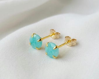 Äkta Amazonitörhängen | 14K guldpläterat sterlingsilver | Roséguld, 18K gult guld eller silver | Aqua ädelstenssmycken | För henne