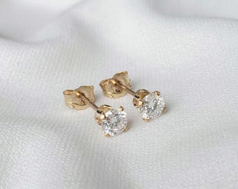 Moissanit örhängen | Äkta moissanit örhängen | 14K guldfylld, 14K massivt guld eller sterlingsilver | Diamantalternativ