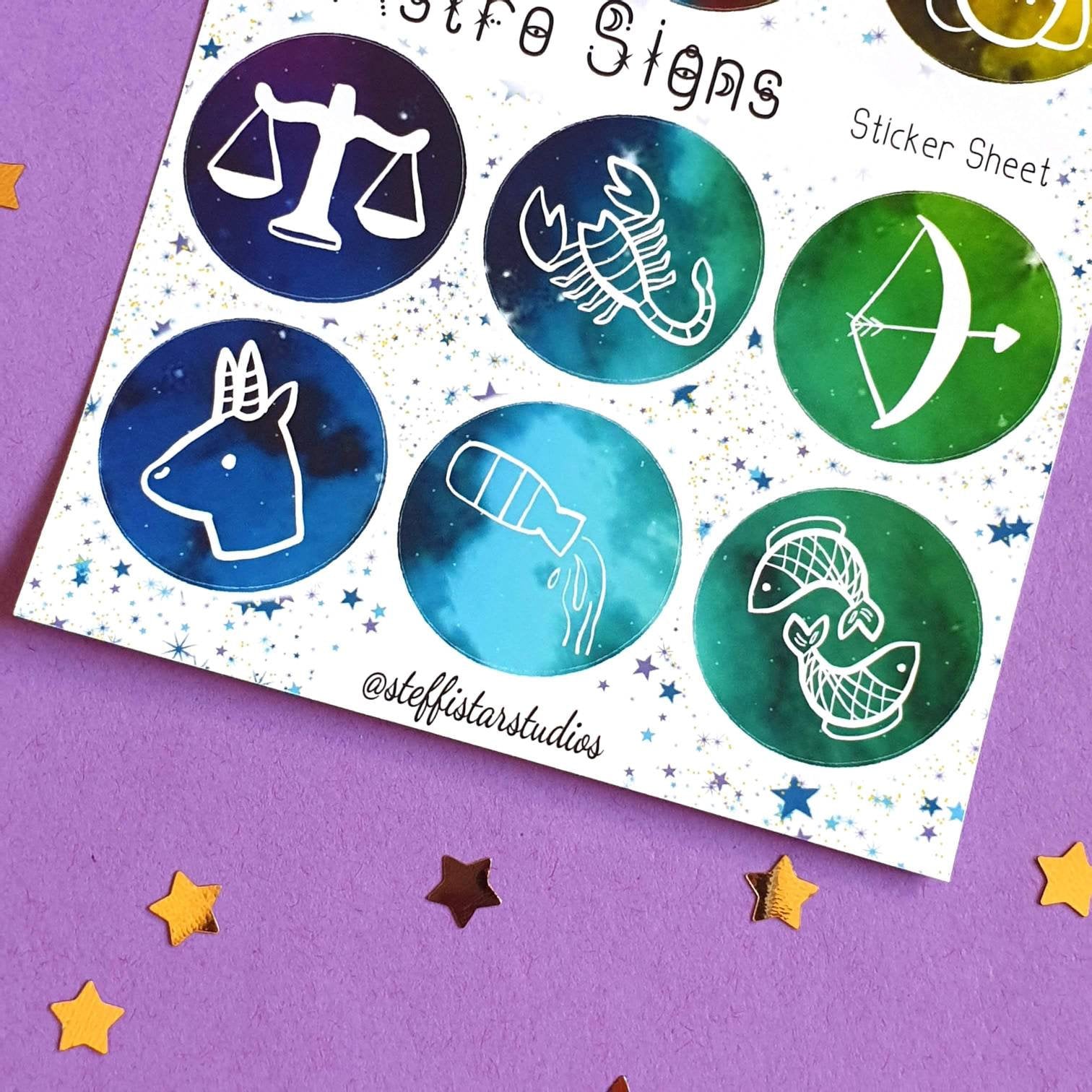 Zodiac Astrology Stickers for Bullet Journals, Planners, Scrapbooks, Calendars, Diaries Etsy