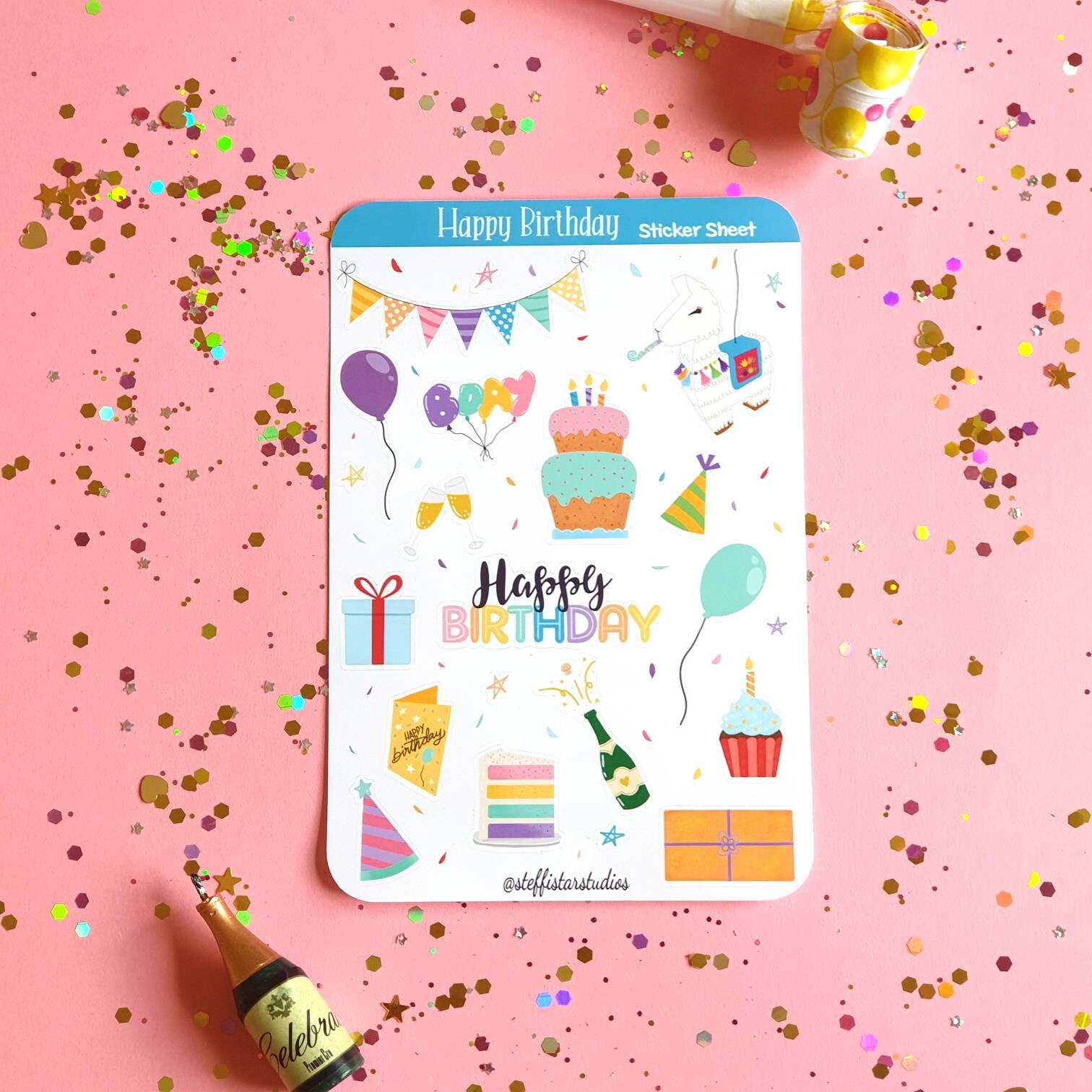 Happy Birthday Stickers Birthday Stickers A6 Sticker Sheet Etsy UK