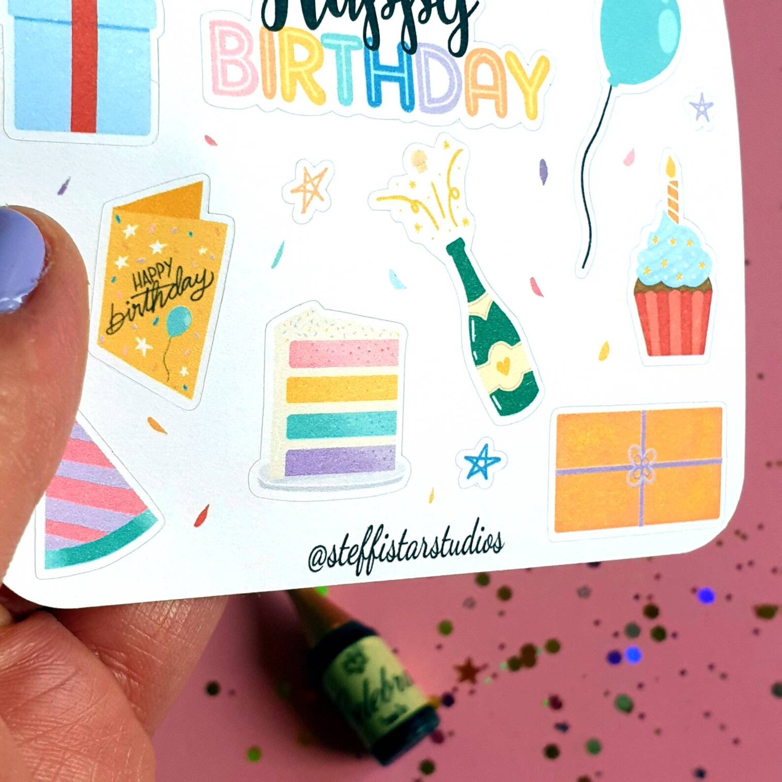 Happy Birthday Stickers Birthday Stickers A6 Sticker Sheet Etsy UK
