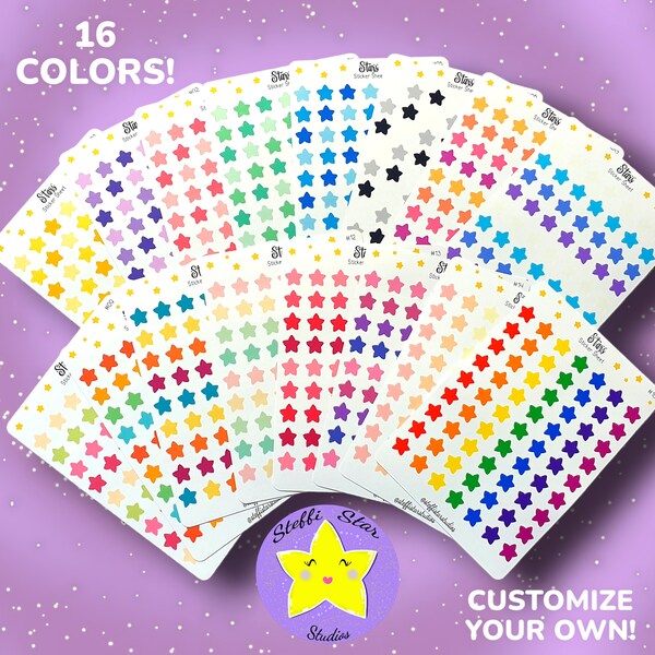 Stars Sticker Sheet, Planner and Journal Stickers, Scrapbook Stickers, Reward Stickers, Colorful Stickers, Celestial