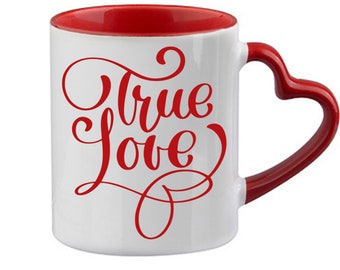 Custom Personalized Wedding Anniversary Love Heart Handle Ceramic Coffee Mug 11 oz Pick Your Quote Custom Drinkware Gift for Her for Him