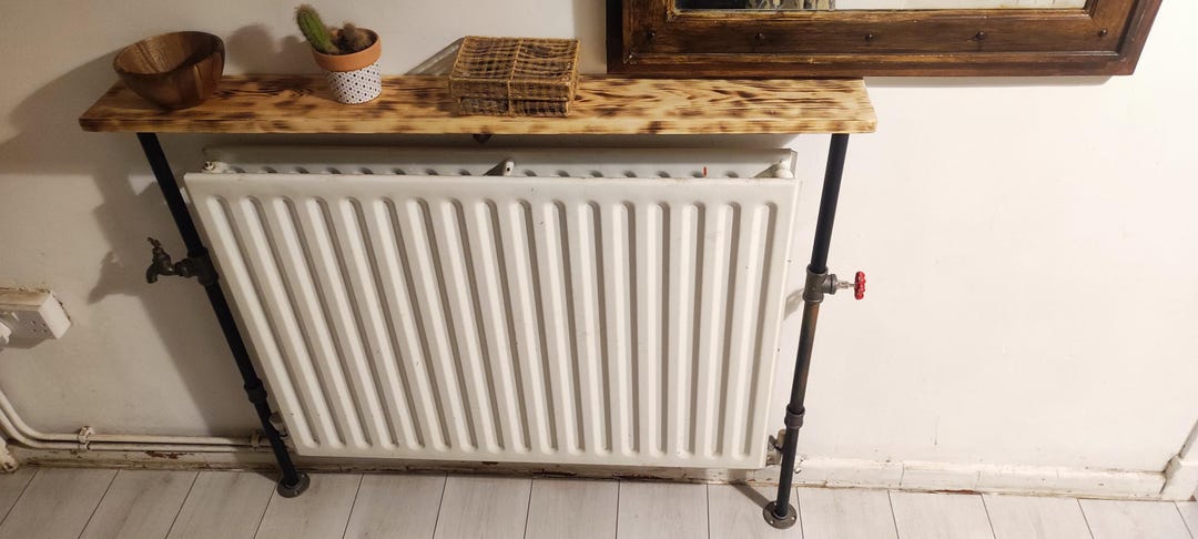 Ltt Radiator Table Industrial Burned Pine Wood Radiator Table With Industrial Pipe Legs ...