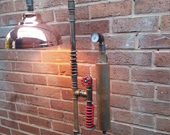 Industrial Steampunk Vintage Floor Lamp with Handmade Retro Pipe Design