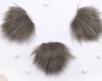 3 stuks, XSmall, asbruin namaakbont kabouterbaard 6,5 cm (2,6"), voorgesneden kabouterbaard, baardbontstof, imitatiebont voor ambachten, 5 x 5,5 cm/2 x 2,2"