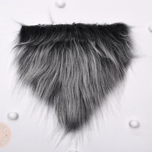 1 / 2 / 4 / 8 pcs, Large, Dark Gray Faux Fur Gnome Beard, Pre-cut Gnome Beard, Beard Faux Fur Fabric, Faux Fur for Crafts, 14x13cm/5.5x5.1"