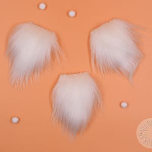 3 pcs, XSmall, White Faux Fur Gnome Beard, Pre-cut Gnome Beard, Beard Faux Fur Fabric, Faux Fur for Crafts, 5x5.5cm/2x2.2"