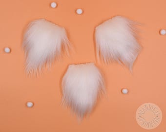 3 st, XSmall, witte kabouterbaard van imitatiebont, voorgesneden kabouterbaard, baard van imitatiebont, imitatiebont voor knutselen, 5 x 5,5 cm/2 x 2,2"