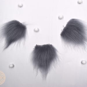 3 pcs, XSmall, Light Gray Faux Fur Gnome Beard, Pre-cut Gnome Beard, Beard Faux Fur Fabric, Fur for Crafts, 5x5.5cm/2x2.2"