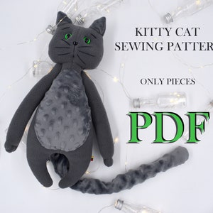 Kitty Cat Sewing Pattern | Plush Toy pdf Pattern | ONLY PIECES | Plush Animal Sewing Pattern