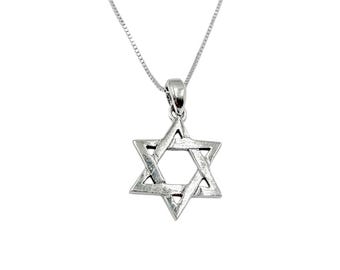 Collana da uomo in argento con stella ebraica, ciondolo in argento sterling, regalo di gioielli ebraici unici per lui, ciondolo Magen David