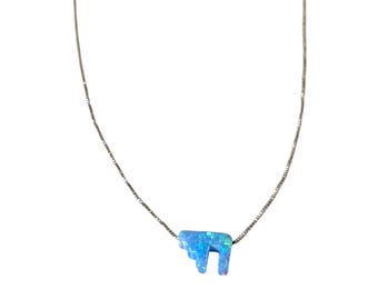 Opal Chai Necklace - Judaica Jewelry - Perfect Hanukkah Gift - Am Israel Chai - Unique Gift - hai necklace