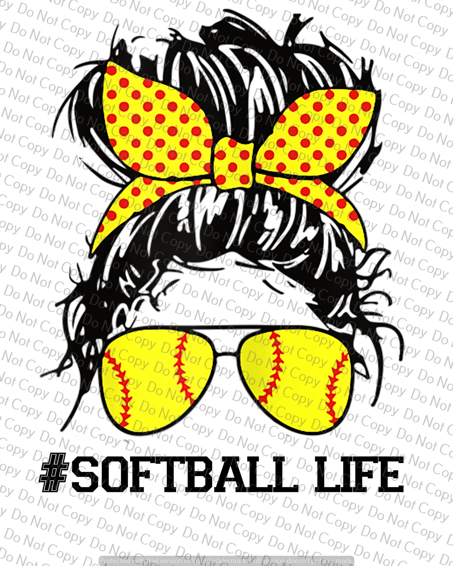 Messy Bun Sunglasses Softball Life PNG and JPG File Etsy