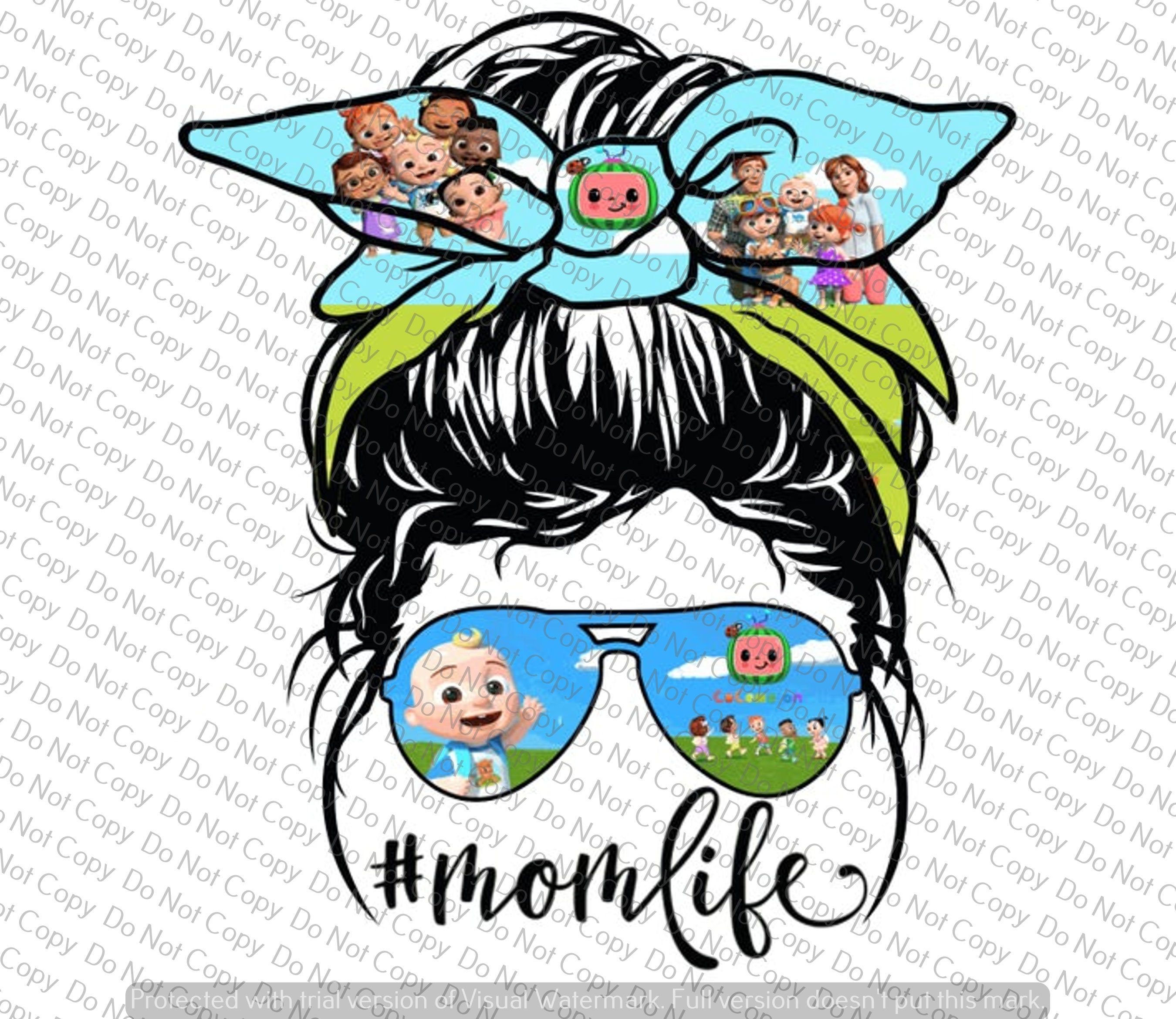 Print Messy Bun Glasses Hair Tie Mom Life Iron On Etsy