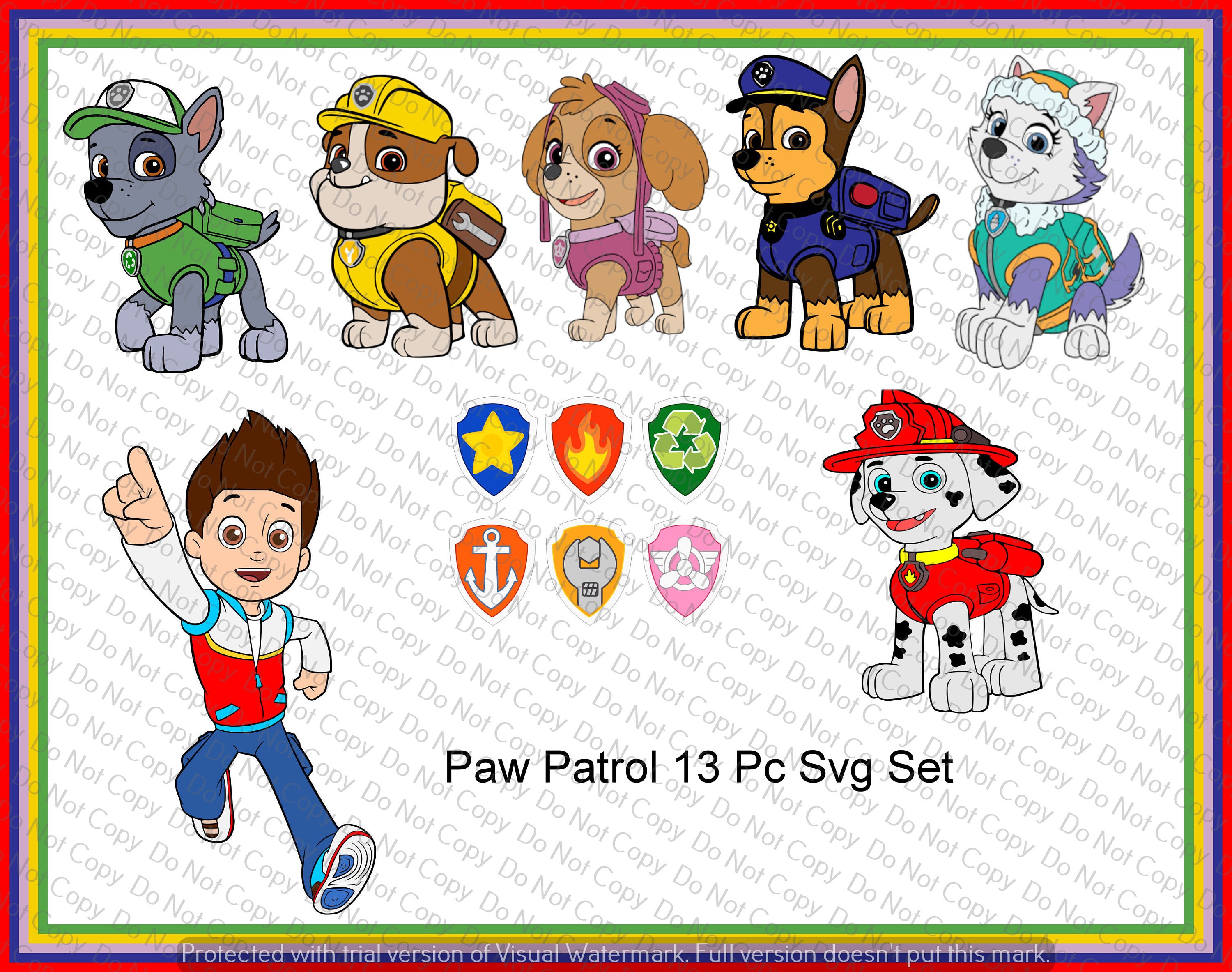 Download Paw Patrol 13 Svg Files Ryder Badges Chase Marshall Skye Etsy