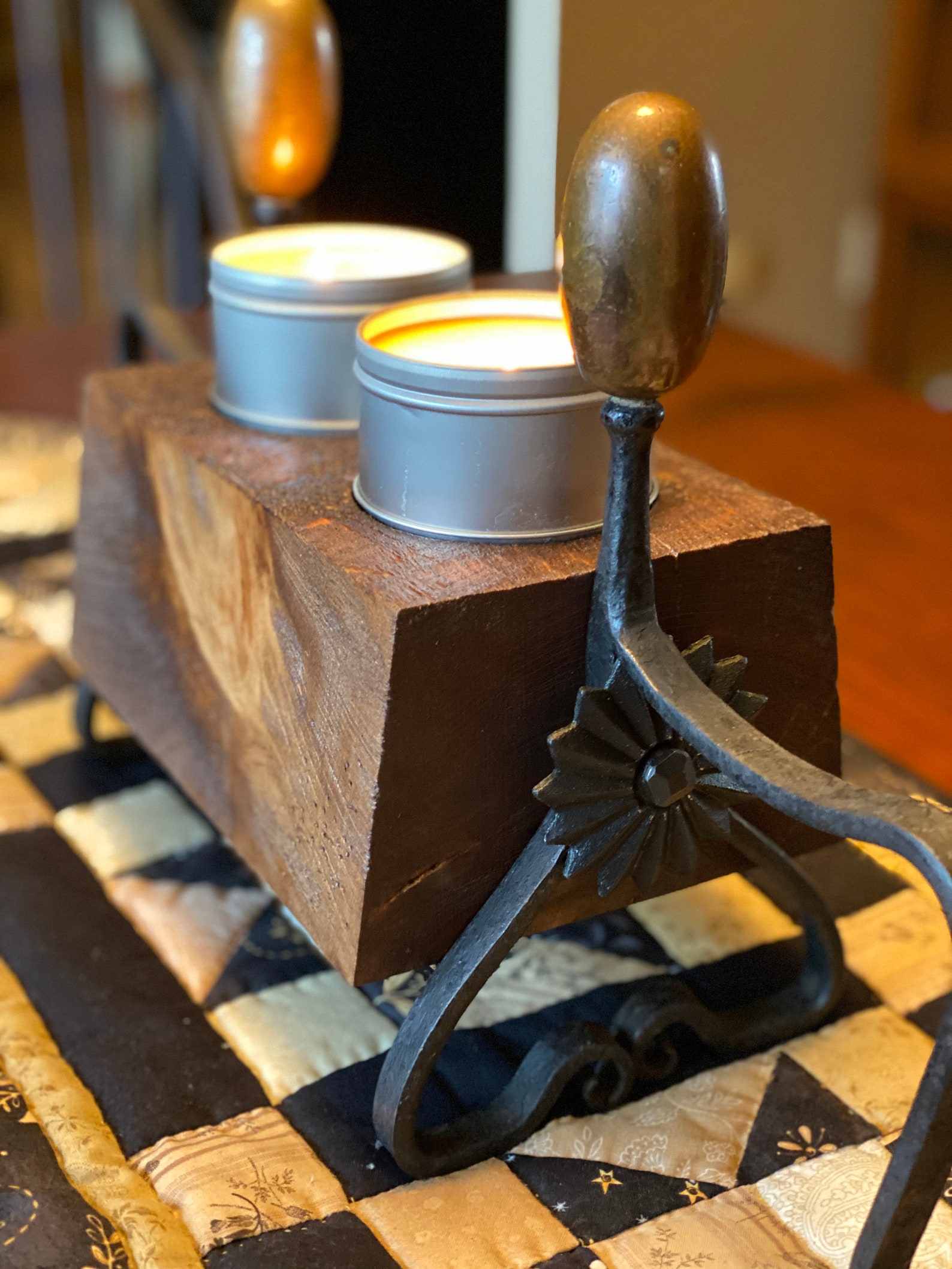 Candle holder Fireplace rustic farmhouse tabletop Etsy