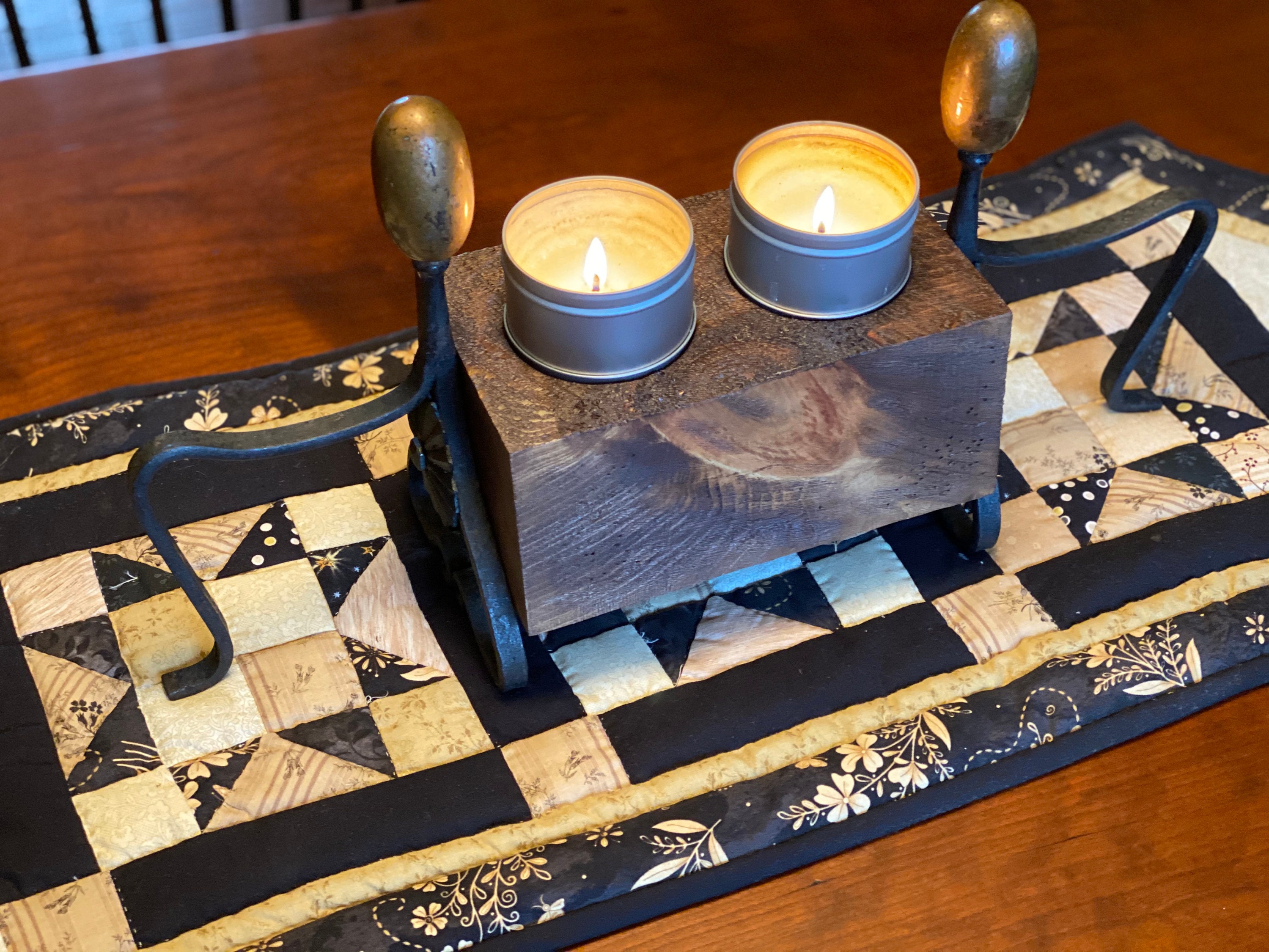 Candle holder Fireplace rustic farmhouse tabletop Etsy