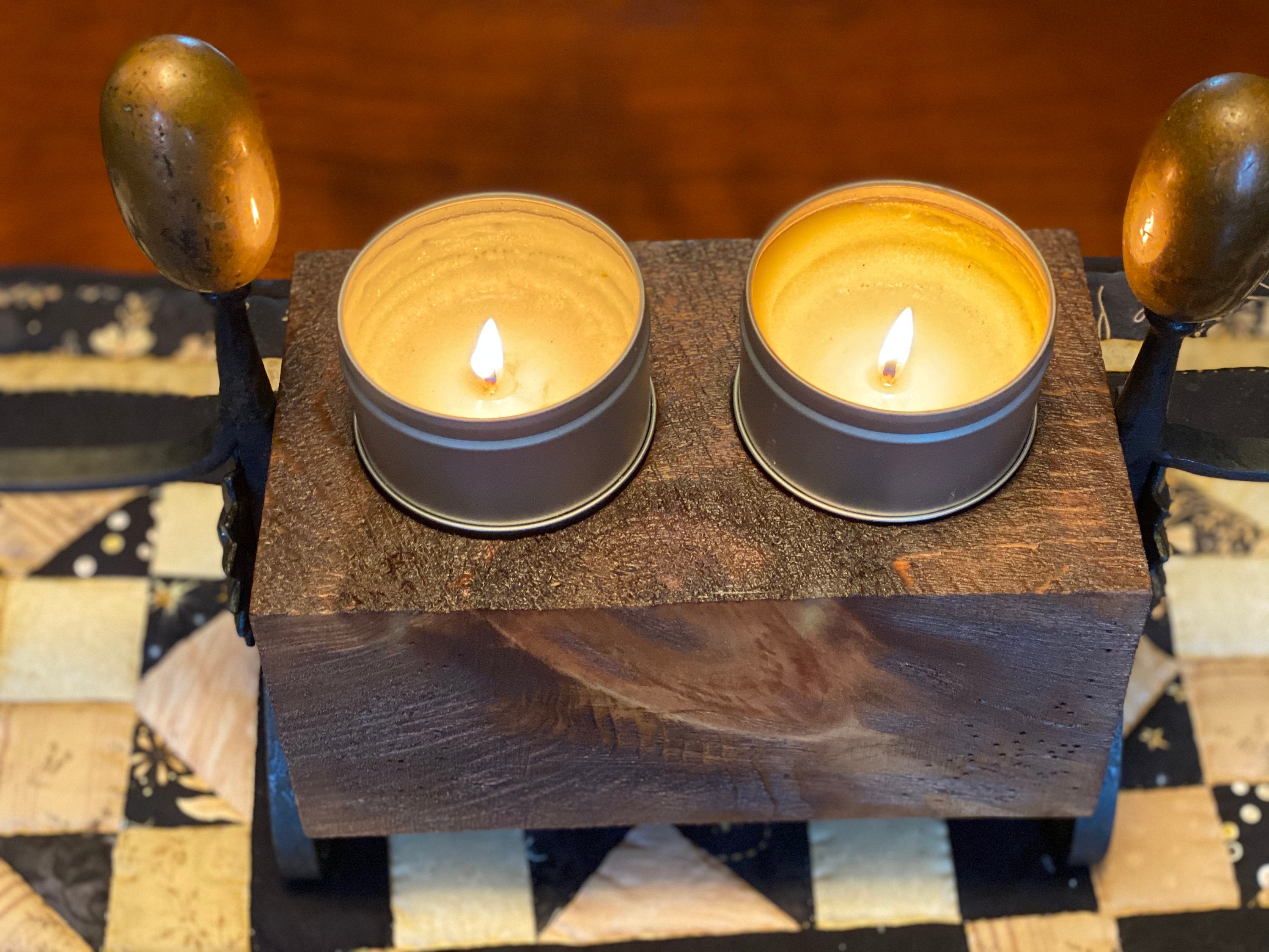 Candle holder Fireplace rustic farmhouse tabletop Etsy