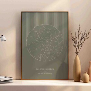 Mapa estelar por fecha Impresión Bauhaus Mapa estelar personalizado para regalo de compromiso para boda Línea de arte de pared boho Póster de decoración moderna para regalo de aniversario