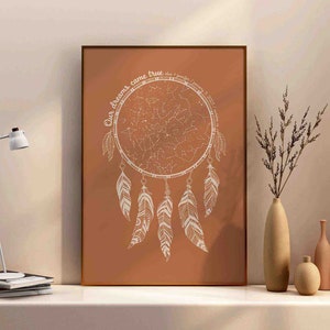 Traumfänger Karte nach Datum Traumfänger Boho Print Für Verlobung Geschenk für Bauernhaus Hochzeitsgeschenk Für Jubiläum Geschenk Paar Liebe Wandkunst