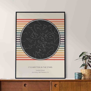 Carte des étoiles personnalisée par date impression de mariage fierté arc-en-ciel pour cadeau de fiançailles gay pour LGBTQ cadeau de mariage à la ferme pour couple affiche d'anniversaire
