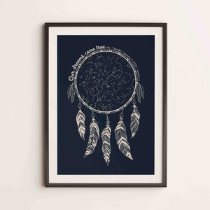 Atrapasueños con mapa estelar personalizado para parejas, impresión bohemia, póster de propuesta de boda con mapa celestial personalizado, gráfico de estrellas del cielo nocturno, decoración de aniversario