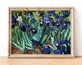 Irises By Vincent Van Gogh Inspired Digital Wall Art Print, Modern Art Irises Van Gogh Digital Print Decor, Van Gogh Contemporary Art Poster