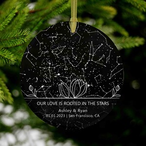 Benutzerdefinierte Sternkarte nach Datum Jahrestag Paar Ornament, Bräutigam Braut Zusammen Mr & Mrs Geschenk, Personalisieren Verlobte Sternkarte Brautpaar Hochzeit Kunst
