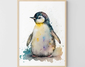 Printable Nursery Wall Art, Cute Baby Penguin Download Print Art, Children's Nursery Decor, Baby Room Decor, Baby Penguin Nursery Wall Art
